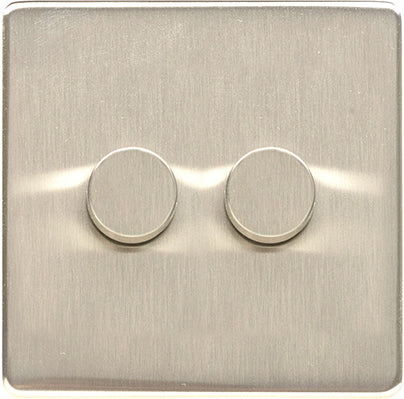 Studio Concealed Fix Plate Light Switch & Socket Range - Flat Screwless Plate With Rounded Edges - Satin Nickel