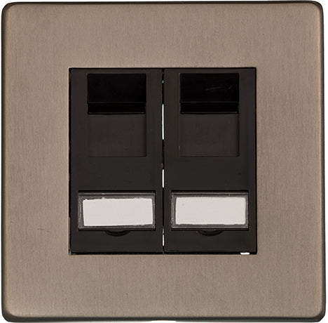 Studio Concealed Fix Plate Light Switch & Socket Range - Flat Screwless Plate With Rounded Edges - Aged Pewter