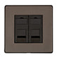 Studio Concealed Fix Plate Light Switch & Socket Range - Flat Screwless Plate With Rounded Edges - Matt Bronze