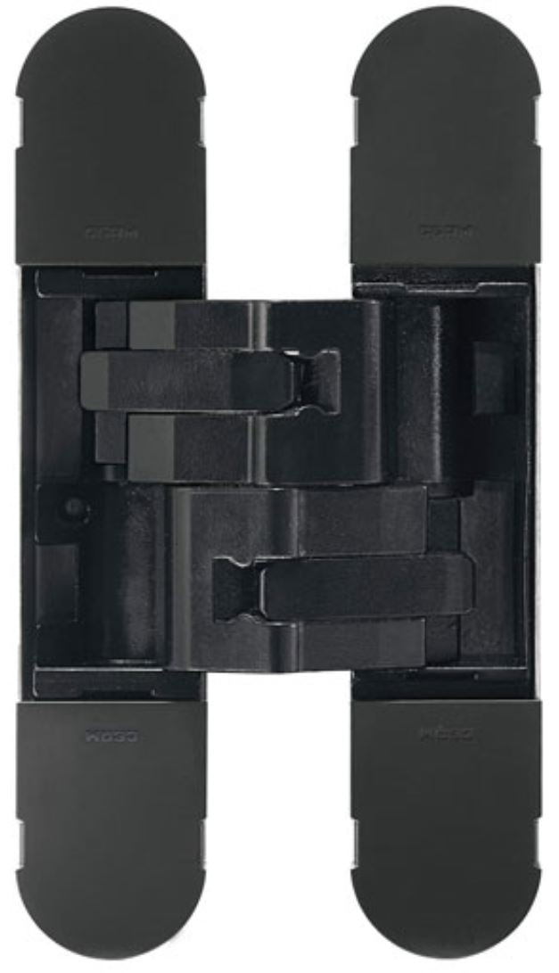 Concealed Adjustable Hinge For Invisible Doors - 134mm x 24mm - Matt Black