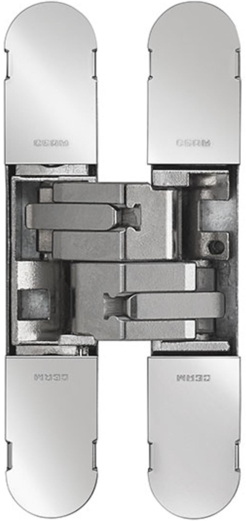 Concealed Adjustable Hinge For Invisible Doors - 134mm x 24mm - Polished Nickel