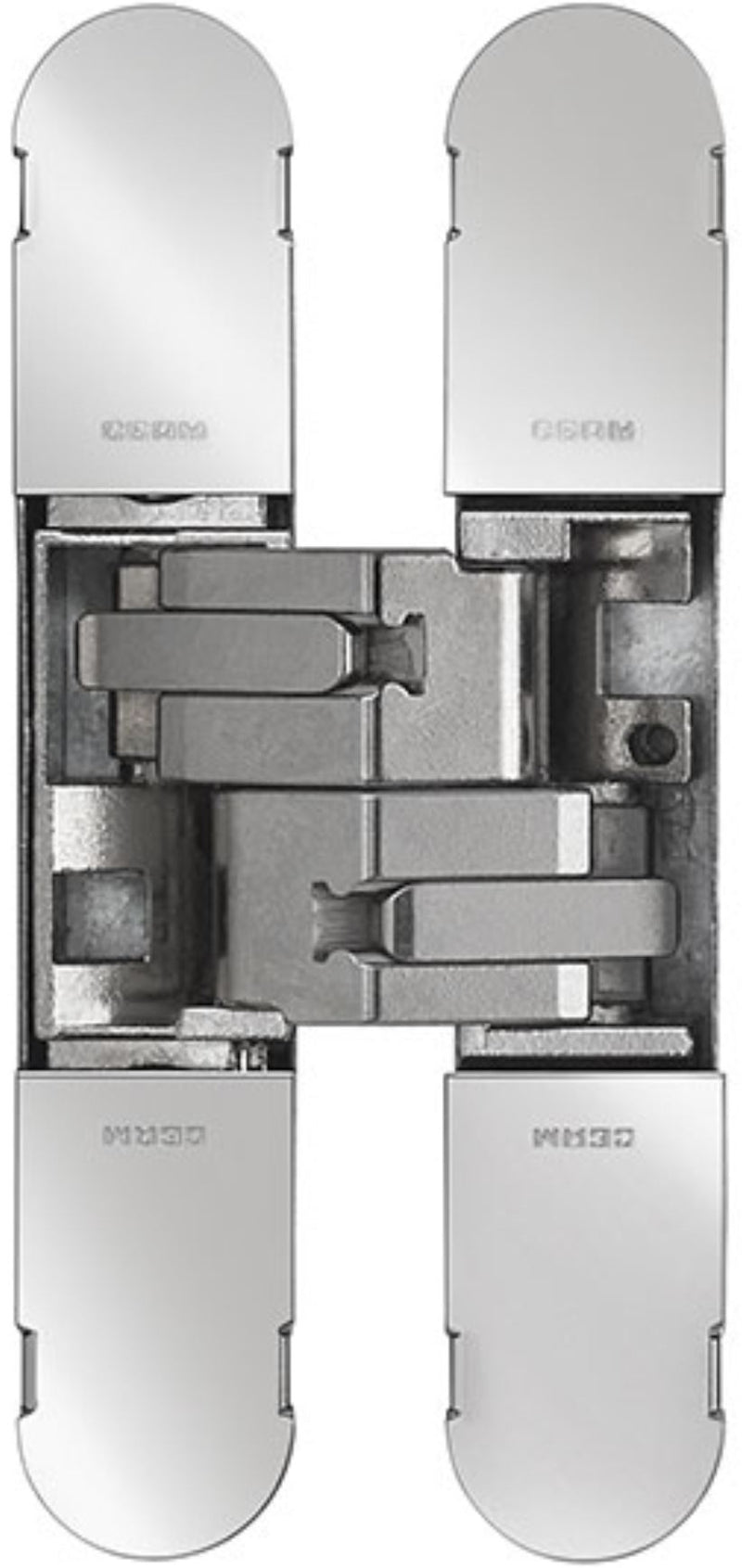 Concealed Adjustable Hinge For Invisible Doors - 134mm x 24mm - Polished Nickel