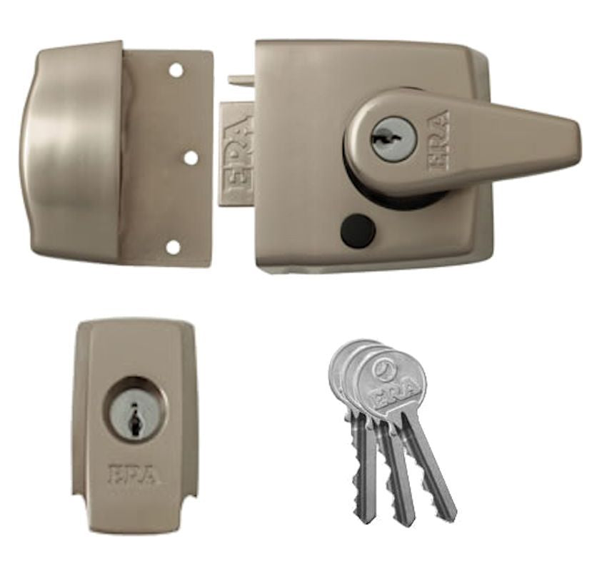 ERA High Security BS 3621 Rated Night Latch (Front Door Yale Lock) - Satin Nickel