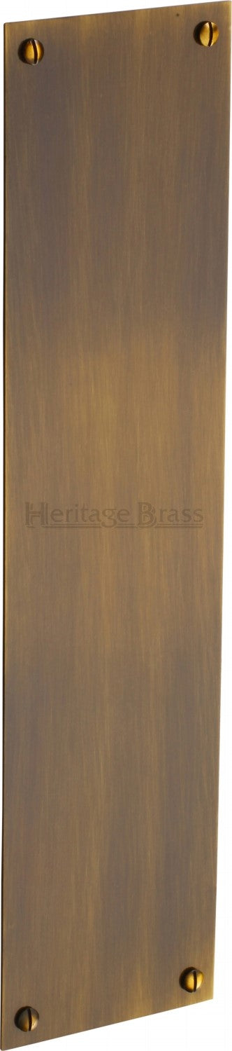Flat Style Finger Plate - Face Fixed - Three Sizes Available - Antique Brass (Gloss Lacquered)