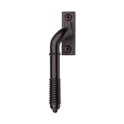 Reeded Design Cranked Locking Espagnolette Handle - Window Fastener - Left & Right Hand - Overall Height 135mm - Matt Bronze (Lacquered)