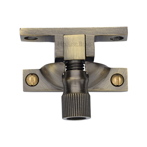 Narrow Pattern Brighton Style Sash Window Fastener - 56mm x 12mm - Antique Brass (Gloss Lacquered)