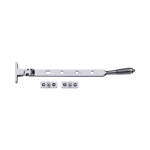 Reeded Design - Casement Window Stay - Two Sizes Available - Polished Chrome