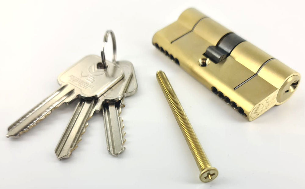 5 Pin Euro Profile Cylinder - Double - Key / Key - Supplied With 3 Keys - Satin Brass