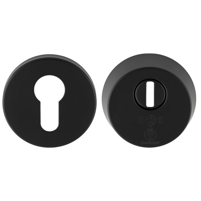 2 Star Euro Profile Security Escutcheon Set - For External & Security Doors - Matt Black