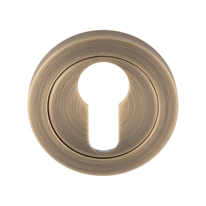 Euro Round Profile Escutcheon - Antique Brass