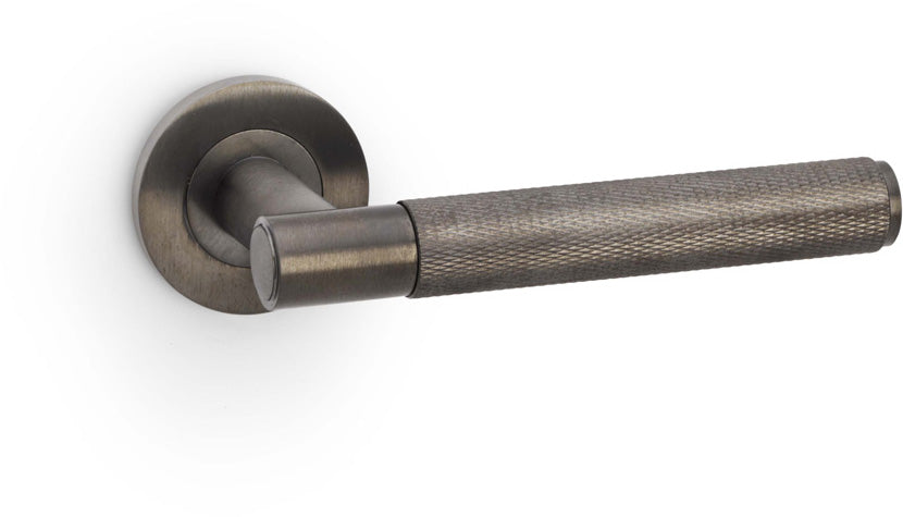 Spitfire Knurled Lever Handle On Concealed Fix Low Profile Round Rose - Dark Bronze PVD