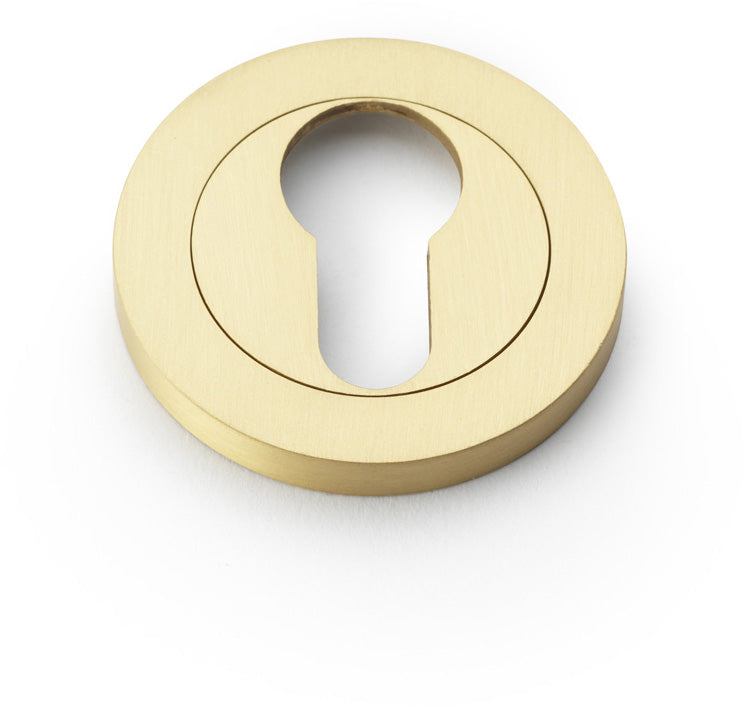 Concealed Fix Euro Profile Escutcheon - Low Profile Round Rose - Satin Brass