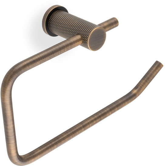 Brunel Diamond Knurled Toilet Roll Holder - Antique Brass