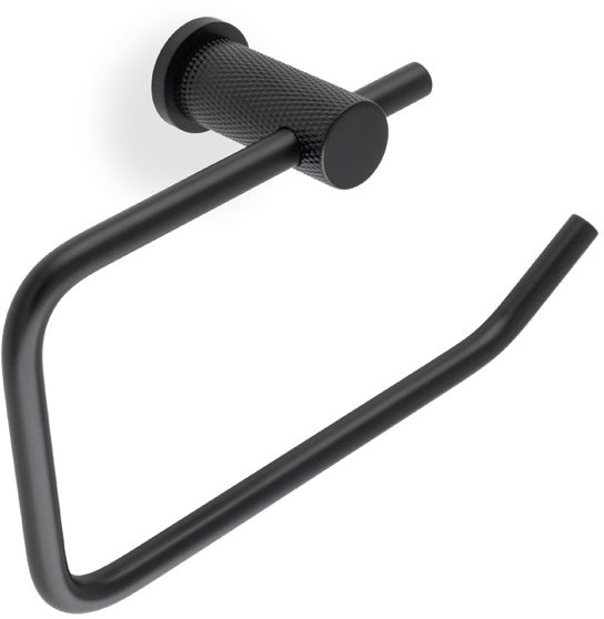 Brunel Diamond Knurled Toilet Roll Holder - Matt Black