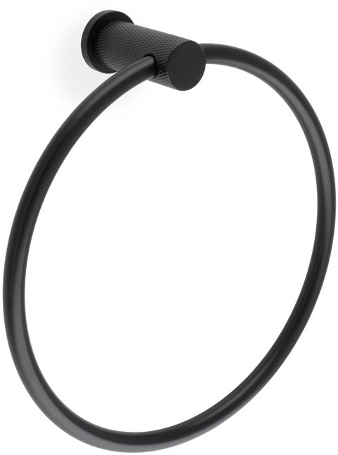 Brunel Diamond Knurled Towel Ring - Matt Black
