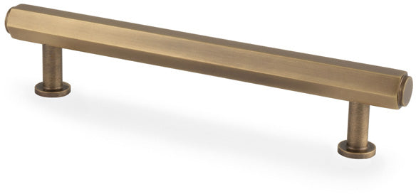Vesper Hex T-Bar Cabinet Handle - Available In Three Sizes - Antique Brass (Lacquered)