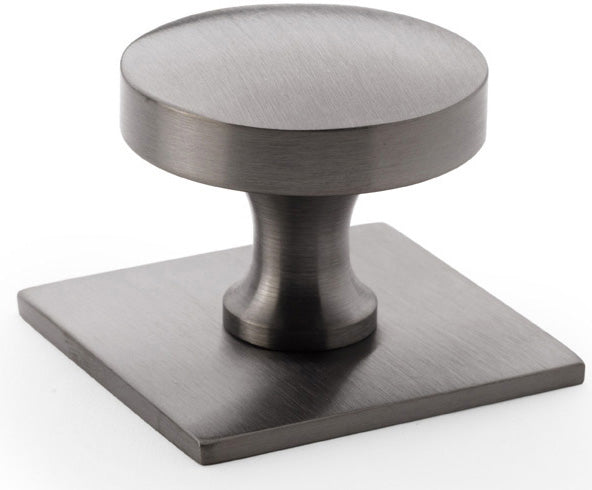 Bullion Cupboard Knob On Square Backplate - Dark Bronze PVD
