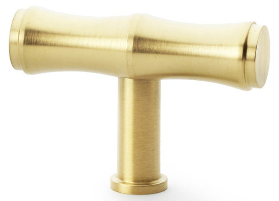 Crispin Bamboo T-bar Cupboard Knob - Satin Brass PVD