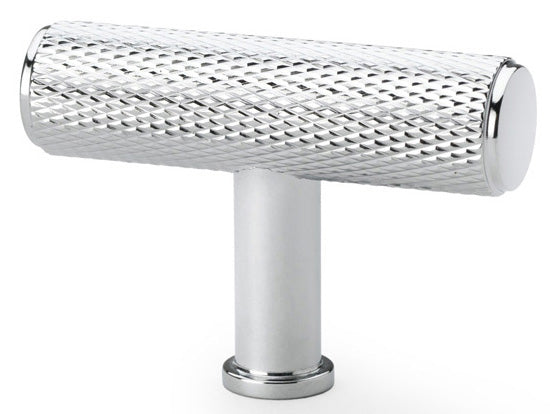 Crispin Knurled T-bar Cupboard Knob - Polished Chrome