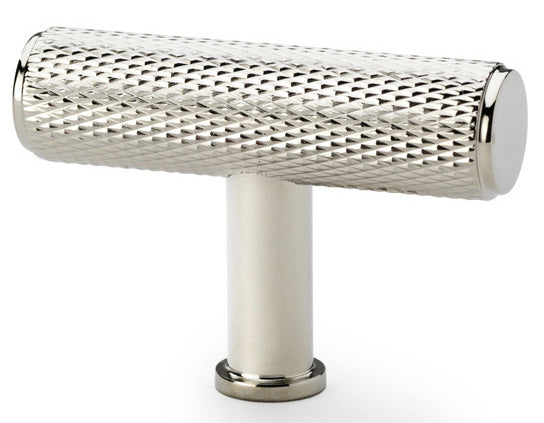 Crispin Knurled T-bar Cupboard Knob - Polished Nickel