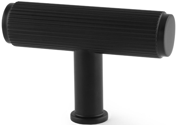Crispin Reeded T-bar Cupboard Knob - Matt Black