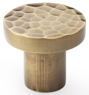 Hanover Hammered Cupboard Knob - Available In Two Sizes - Antique Brass (Lacquered)
