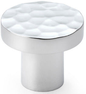Hanover Hammered Cupboard Knob - Available In Two Sizes - Polished Chrome