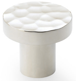 Hanover Hammered Cupboard Knob - Available In Two Sizes - Polished Nickel