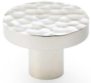 Hanover Hammered Cupboard Knob - Available In Two Sizes - Polished Nickel
