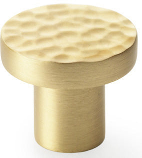 Hanover Hammered Cupboard Knob - Available In Two Sizes - Satin Brass