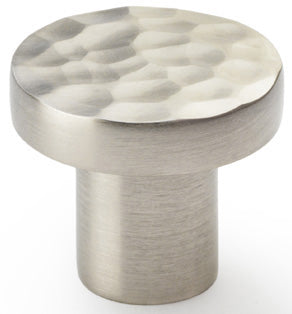 Hanover Hammered Cupboard Knob - Available In Two Sizes - Satin Nickel