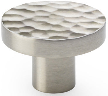 Hanover Hammered Cupboard Knob - Available In Two Sizes - Satin Nickel