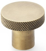 Hanover Knurled Circular Cupboard Knob - Available In Two Sizes - Antique Brass (Lacquered)