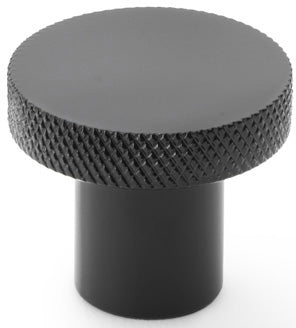Hanover Knurled Circular Cupboard Knob - Available In Two Sizes - Matt Black