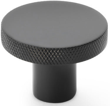 Hanover Knurled Circular Cupboard Knob - Available In Two Sizes - Matt Black