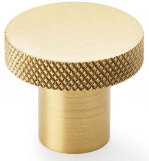 Hanover Knurled Circular Cupboard Knob - Available In Two Sizes - Satin Brass