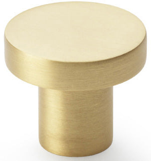 Hanover Plain Cupboard Knob - Available In Two Sizes - Satin Brass