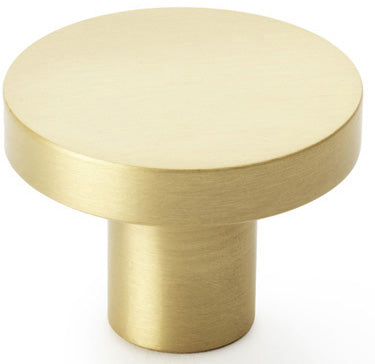 Hanover Plain Cupboard Knob - Available In Two Sizes - Satin Brass