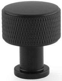 Lucia Knurled Cupboard Knob - Available In Two Sizes - Matt Black