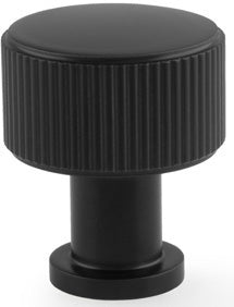 Lucia Reeded Cupboard Knob - Available In Two Sizes - Matt Black