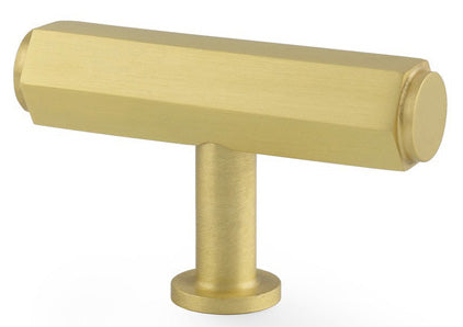 Vesper Hex T-Bar Cupboard Knob - Satin Brass