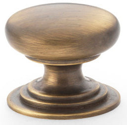 Waltz Round Cupboard Knob - Available In Three Sizes - Antique Brass (Lacquered)