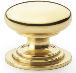 Waltz Round Cupboard Knob - Available In Three Sizes - Polished Brass (Lacquered)