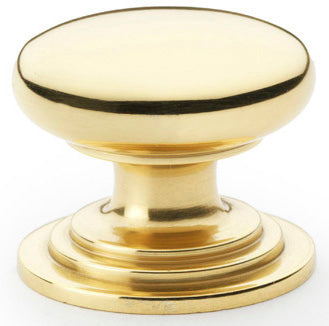Waltz Round Cupboard Knob - Available In Three Sizes - Polished Brass (Lacquered)
