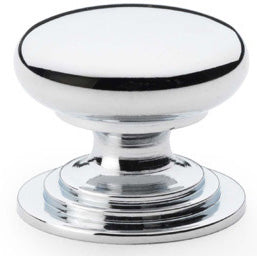 Waltz Round Cupboard Knob - Available In Three Sizes - Polished Chrome
