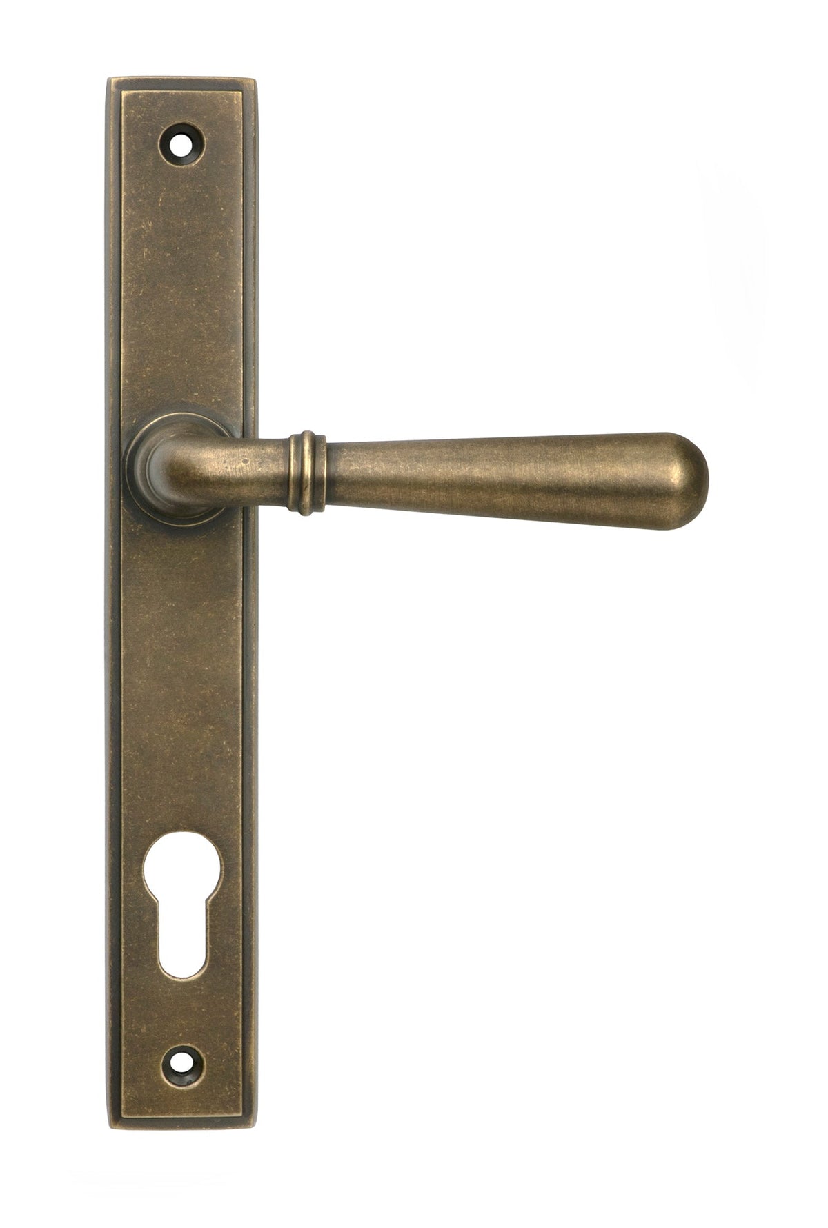 Newbury Slimline Lever Espag Lock Set - 92mm Euro Centres - 212mm Bolt Centres - 244mm x 36mm Back Plate - Antique Burnished Brass