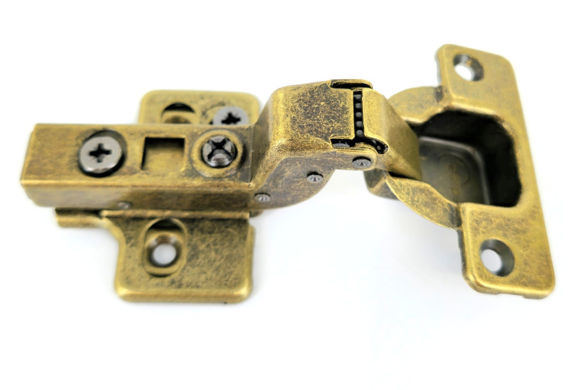 Inset Concealed Kitchen And Wardrobe Hinges For Flush Doors Antique Brass Plated