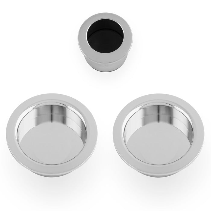 Circular Flush Handle Set For Sliding Pocket Doors Polished Chrome