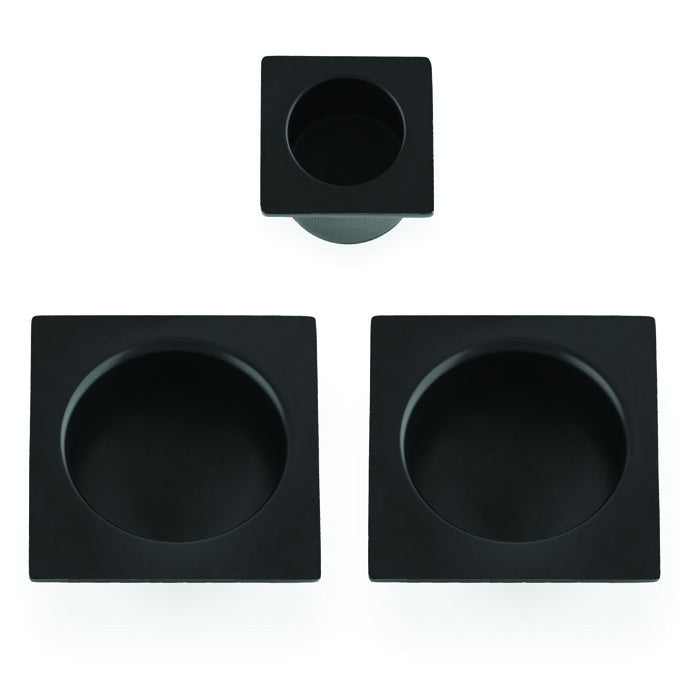 Square Flush Handle Set For Sliding Pocket Doors Matt Black
