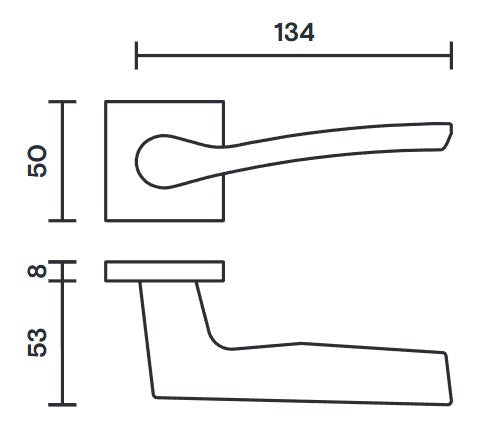 Valli Otello Lever Door Handles Square Rose Dimensions Diagram